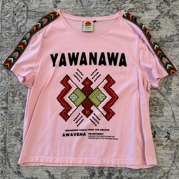 FARM Rio Tops - FARM Rio Pink Yawanawa Graphic Tee